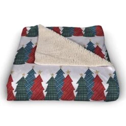 Christmas Tree Trio Sherpa Fleece Blanket -Northlight Shop D673256S 2