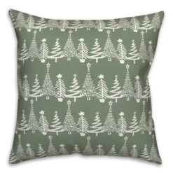 Sage Christmas Tree Pattern Indoor/Outdoor Pillow -Northlight Shop D673262S 1 1