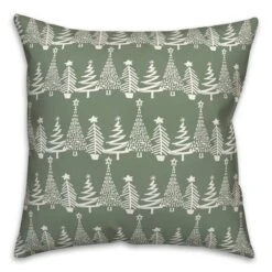 Sage Christmas Tree Pattern Indoor/Outdoor Pillow -Northlight Shop D673262S 2
