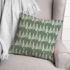 Sage Christmas Tree Pattern Indoor/Outdoor Pillow -Northlight Shop D673262S 3
