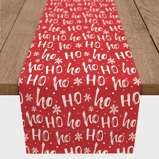 90'' Ho Ho Ho Pattern Cotton Twill Runner 3 90'' Ho Ho Ho Pattern Cotton Twill Runner