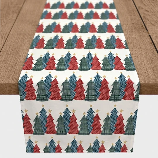 72'' Christmas Tree Trio Cotton Twill Runner 4 72'' Christmas Tree Trio Cotton Twill Runner - Image 2
