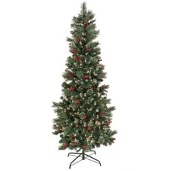 9ft. Pre-lit Artificial Meadowlark Pencil Hinged Tree, Clear Lights 8 9ft. Pre-lit Artificial Meadowlark Pencil Hinged Tree, Clear Lights -Northlight Shop D674357S 1 1