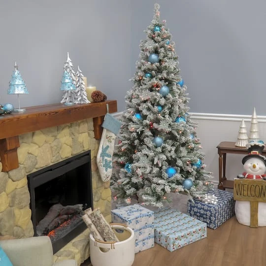 6.5ft. Pre-Lit Snowy Mixed Pine Artificial Christmas Tree, Multicolor Lights 7 6.5ft. Pre-Lit Snowy Mixed Pine Artificial Christmas Tree, Multicolor Lights - Image 5