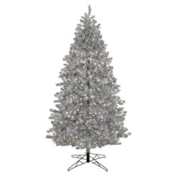 7.5ft. Pre-Lit Silver Metallic Artificial Christmas Tree, White LED Lights -Northlight Shop D674400S 1 1
