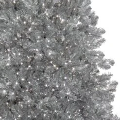 7.5ft. Pre-Lit Silver Metallic Artificial Christmas Tree, White LED Lights -Northlight Shop D674400S 3
