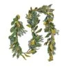 9" Christmas Magnolia Mix Pine Garland With Fabric Bow, Warm White LED Lights -Northlight Shop D675899S 1