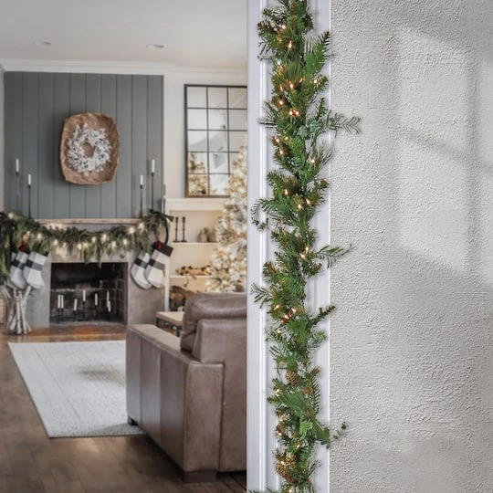 First Traditions™ Collection 9ft. Pre-Lit Artificial North Conway Garland With Glittery Cones & Eucalyptus, 100 Warm White LED Lights 5 First Traditions™ Collection 9ft. Pre-Lit Artificial North Conway Garland With Glittery Cones & Eucalyptus, 100 Warm White LED Lights - Image 3