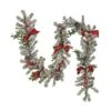 9ft. General Store Snowy Garland With LED Lights & Bows -Northlight Shop D675916S 1