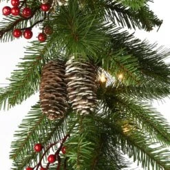 9ft. Bristle Berry Pine Garland With Battery Operated LED Lights