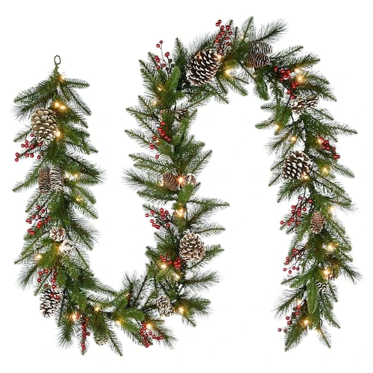 9ft. Bristle Berry Pine Garland With Battery Operated LED Lights 5 9ft. Bristle Berry Pine Garland With Battery Operated LED Lights - Image 3