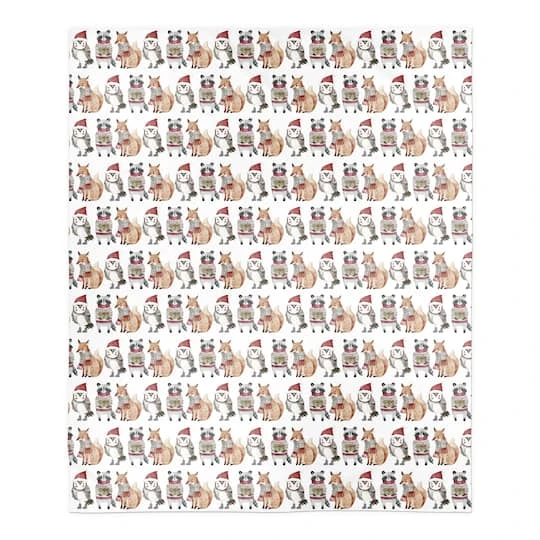 Christmas Woodland Characters 50" X 60" Sherpa Fleece Blanket 3 Christmas Woodland Characters 50" X 60" Sherpa Fleece Blanket
