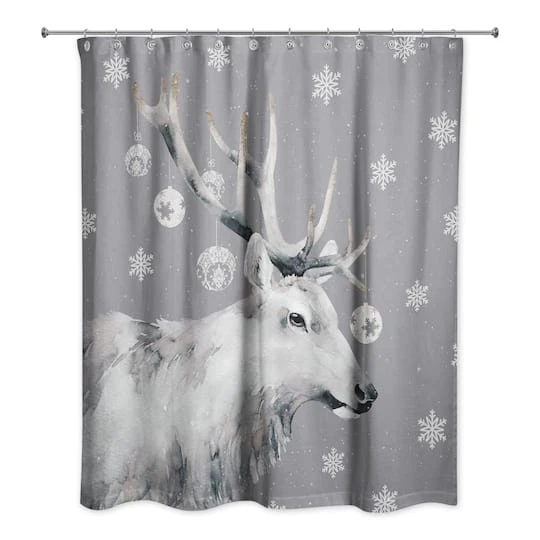 Christmas Reindeer 71" X 74" Shower Curtain 4 Christmas Reindeer 71" X 74" Shower Curtain - Image 2