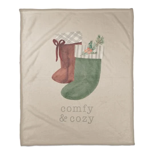 Comfy & Cozy Stockings Coral Fleece Blanket 4 Comfy & Cozy Stockings Coral Fleece Blanket - Image 2