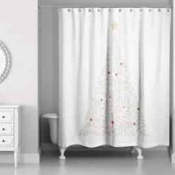 Leafy Christmas Tree Shower Curtain -Northlight Shop D676074S 2