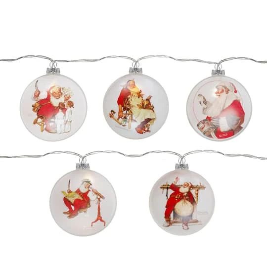 Northlight Glass Norman Rockwell Christmas Disc Lights Set, 5ct. 3 Northlight Glass Norman Rockwell Christmas Disc Lights Set, 5ct.