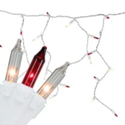 Northlight 100ct. Mini Icicle Christmas Light Set With White Wire Red And White -Northlight Shop D676194S 2 1