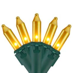 Northlight 100ct. Opaque Gold Mini Christmas Lights Set With Green Wire -Northlight Shop D676198S 1 1