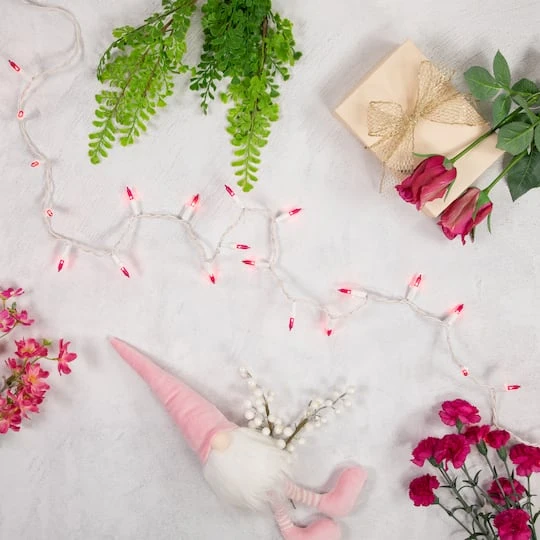 Northlight 50ct. Mini Christmas String Lights With White Wire Pink 9 Northlight 50ct. Mini Christmas String Lights With White Wire Pink - Image 7