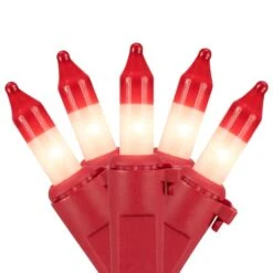 Northlight 50ct. Peppermint Mini Christmas Light Set With Red Wire -Northlight Shop D676211S 1 1