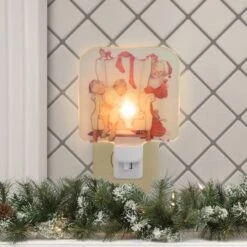 Northlight 6" Norman Rockwell 'Santa Looking At Two Sleeping Children' Glass Christmas Night Light 8 Northlight 6" Norman Rockwell 'Santa Looking At Two Sleeping Children' Glass Christmas Night Light -Northlight Shop D676231S 2