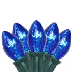 Northlight 25ct. C7 Christmas String Lights With Green Wire Blue -Northlight Shop D676249S 1 1