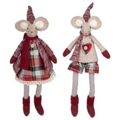 Northlight 17" Boy & Girl Sitting Plush Christmas Mice Figure Set -Northlight Shop D676299S 1 1