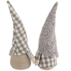 Northlight 13" Beige & White Gingham Nordic Christmas Gnome Set -Northlight Shop D676302S 3