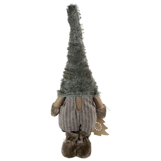 Northlight 33" Gray & White Woodland Gnome With Striped Pants Christmas Figurine 6 Northlight 33" Gray & White Woodland Gnome With Striped Pants Christmas Figurine - Image 4