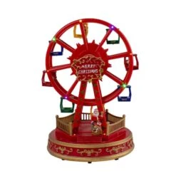 Northlight 11" Red & Gold LED Musical Rotating Christmas Ferris Wheel