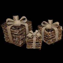 Northlight Lighted Rattan Gift Boxes With Burlap Bows Tabletop Christmas Decorations Set 17 Northlight Lighted Rattan Gift Boxes With Burlap Bows Tabletop Christmas Decorations Set -Northlight Shop D676316S 14