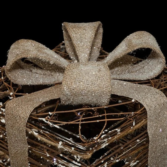 Northlight Lighted Rattan Gift Boxes With Burlap Bows Tabletop Christmas Decorations Set 10 Northlight Lighted Rattan Gift Boxes With Burlap Bows Tabletop Christmas Decorations Set - Image 8