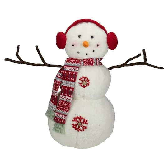 Northlight 21.5'' White And Red Snowflake Sherpa Plush Snowman Christmas Decoration 3 Northlight 21.5'' White And Red Snowflake Sherpa Plush Snowman Christmas Decoration