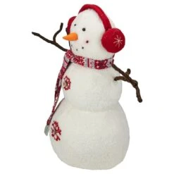 Northlight 21.5'' White And Red Snowflake Sherpa Plush Snowman Christmas Decoration 11 Northlight 21.5'' White And Red Snowflake Sherpa Plush Snowman Christmas Decoration -Northlight Shop D676317S 3