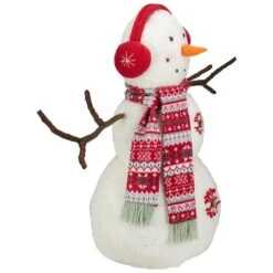 Northlight 21.5'' White And Red Snowflake Sherpa Plush Snowman Christmas Decoration 12 Northlight 21.5'' White And Red Snowflake Sherpa Plush Snowman Christmas Decoration -Northlight Shop D676317S 4
