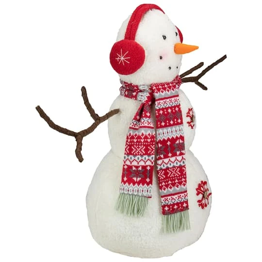 Northlight 21.5'' White And Red Snowflake Sherpa Plush Snowman Christmas Decoration 7 Northlight 21.5'' White And Red Snowflake Sherpa Plush Snowman Christmas Decoration - Image 5