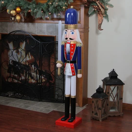 Northlight 48.25'' Blue And White Christmas Nutcracker Soldier With Sword Decoration 7 Northlight 48.25'' Blue And White Christmas Nutcracker Soldier With Sword Decoration - Image 5