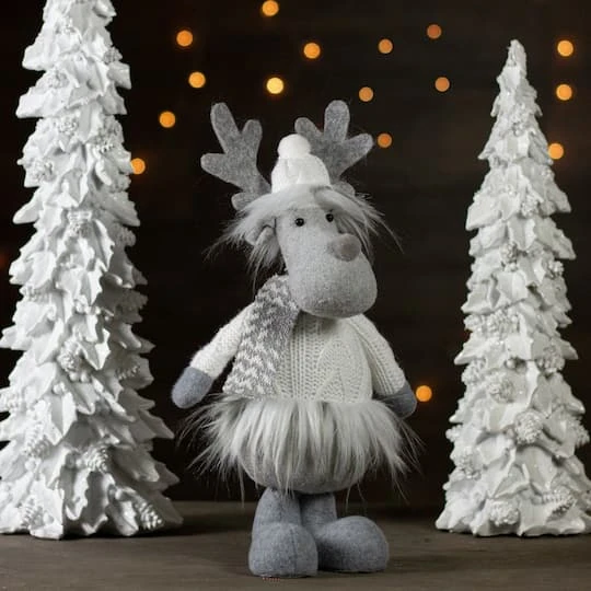 Northlight 12.5'' Gray And White Standing Moose Tabletop Christmas Decoration 5 Northlight 12.5'' Gray And White Standing Moose Tabletop Christmas Decoration - Image 3