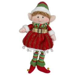 Northlight 14'' Red And Green Plush Jingle Bell Girl Elf Christmas Figure 9 Northlight 14'' Red And Green Plush Jingle Bell Girl Elf Christmas Figure -Northlight Shop D676334S 1 1