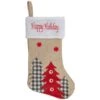 Northlight 19" Beige & Red Burlap Happy Holidays Forest Trees Christmas Stocking 1 Northlight 19" Beige & Red Burlap Happy Holidays Forest Trees Christmas Stocking -Northlight Shop D676355S 1
