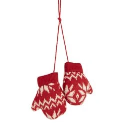 Northlight 4" Red & White Nordic Knit Mittens Christmas Ornament -Northlight Shop D676477S 1 1