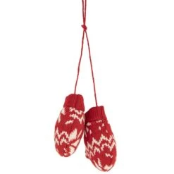 Northlight 4" Red & White Nordic Knit Mittens Christmas Ornament -Northlight Shop D676477S 2