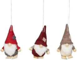 Northlight 4" Red & Gray Skiing Gnome Christmas Ornament Set