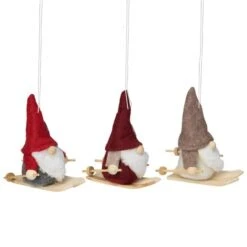 Northlight 4" Red & Gray Skiing Gnome Christmas Ornament Set 9 Northlight 4" Red & Gray Skiing Gnome Christmas Ornament Set -Northlight Shop D676479S 2