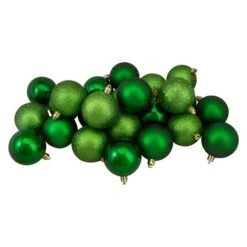 Northlight 24ct. 2.5"Xmas Green 4-Finish Shatterproof Christmas Ball Ornaments -Northlight Shop D676538S 1 1