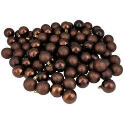 Northlight 96ct. 1.5" 4-Finish Mocha Brown Shatterproof Ball Ornaments