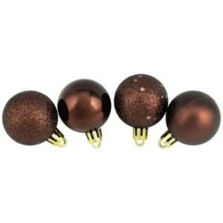 Northlight 96ct. 1.5" 4-Finish Mocha Brown Shatterproof Ball Ornaments 12 Northlight 96ct. 1.5" 4-Finish Mocha Brown Shatterproof Ball Ornaments -Northlight Shop D676554S 3