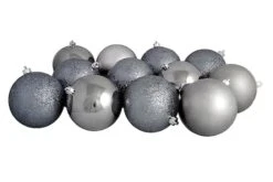 Northlight 12ct. 4" 4-Finish Gray Shatterproof Ball Ornaments