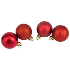 Northlight 96ct. 1.5" 4-Finish Red Shatterproof Ball Ornaments -Northlight Shop D676560S 4