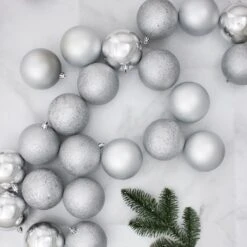 Northlight 60ct. 2.5" 4-Finish Silver Shatterproof Ball Ornaments -Northlight Shop D676561S 2